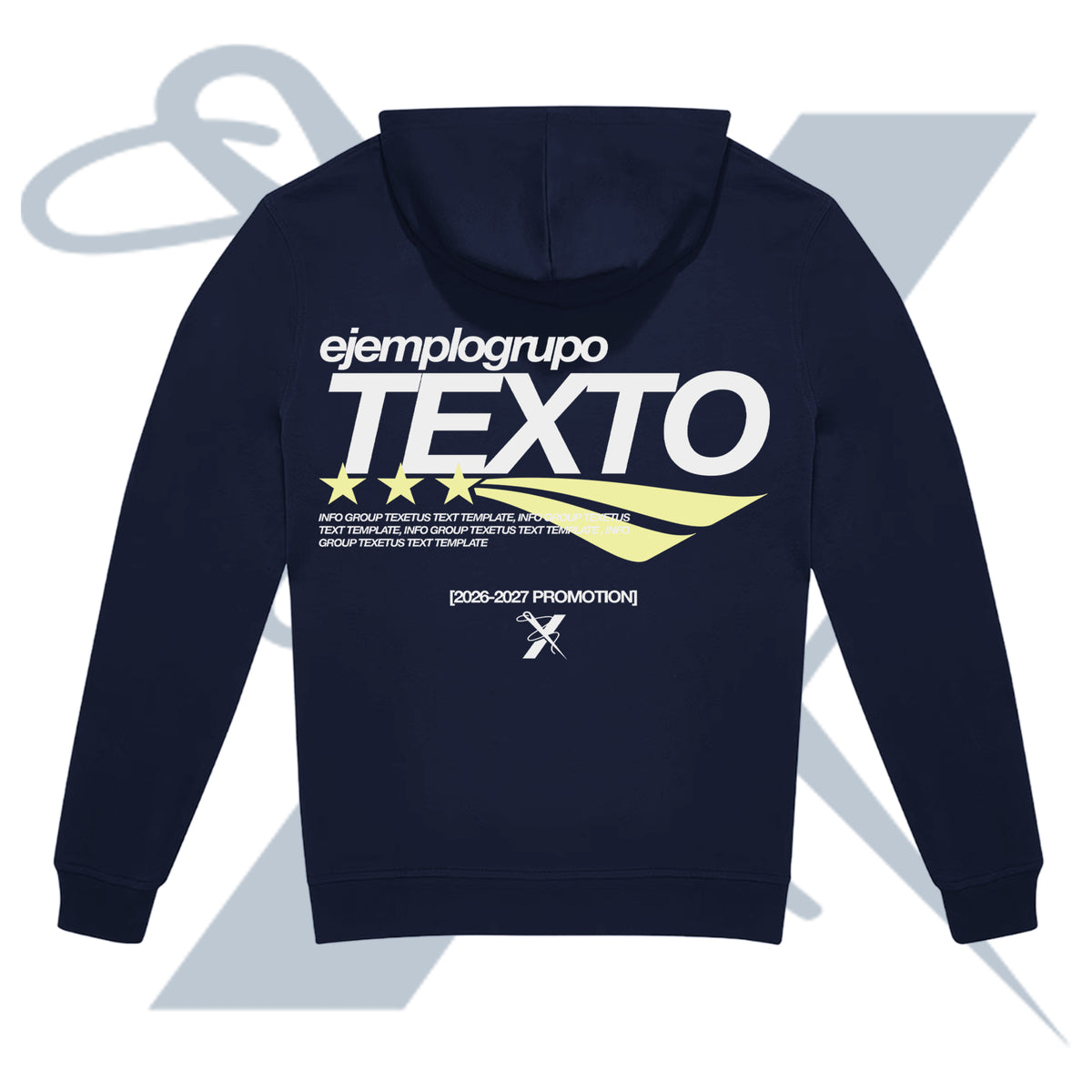 sudadera de equipo personalizada con el nombre del equipo y diseño deportivo en la espalda