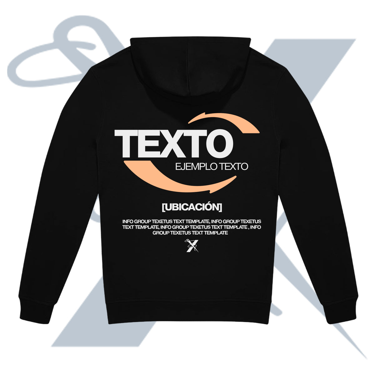 sudadera personalizada para empresa con logo y texto corporativo en la espalda