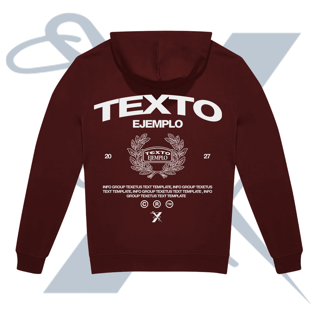 sudadera bordada personalizada para grupo con escudo y texto en el pecho