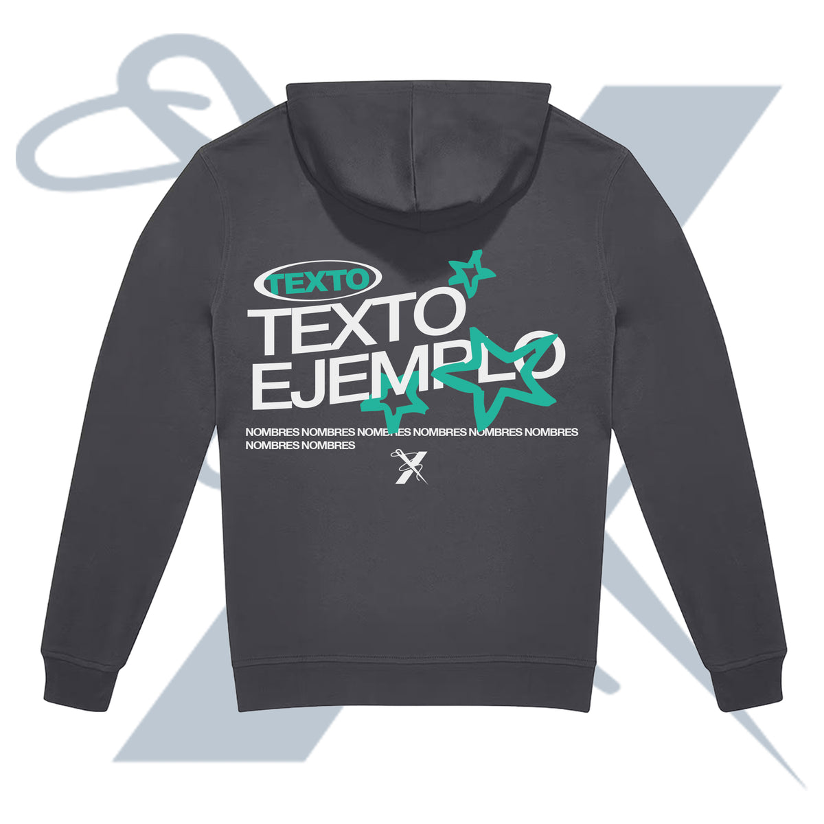 sudadera serigrafiada personalizada para grupo con diseño grande en la espalda