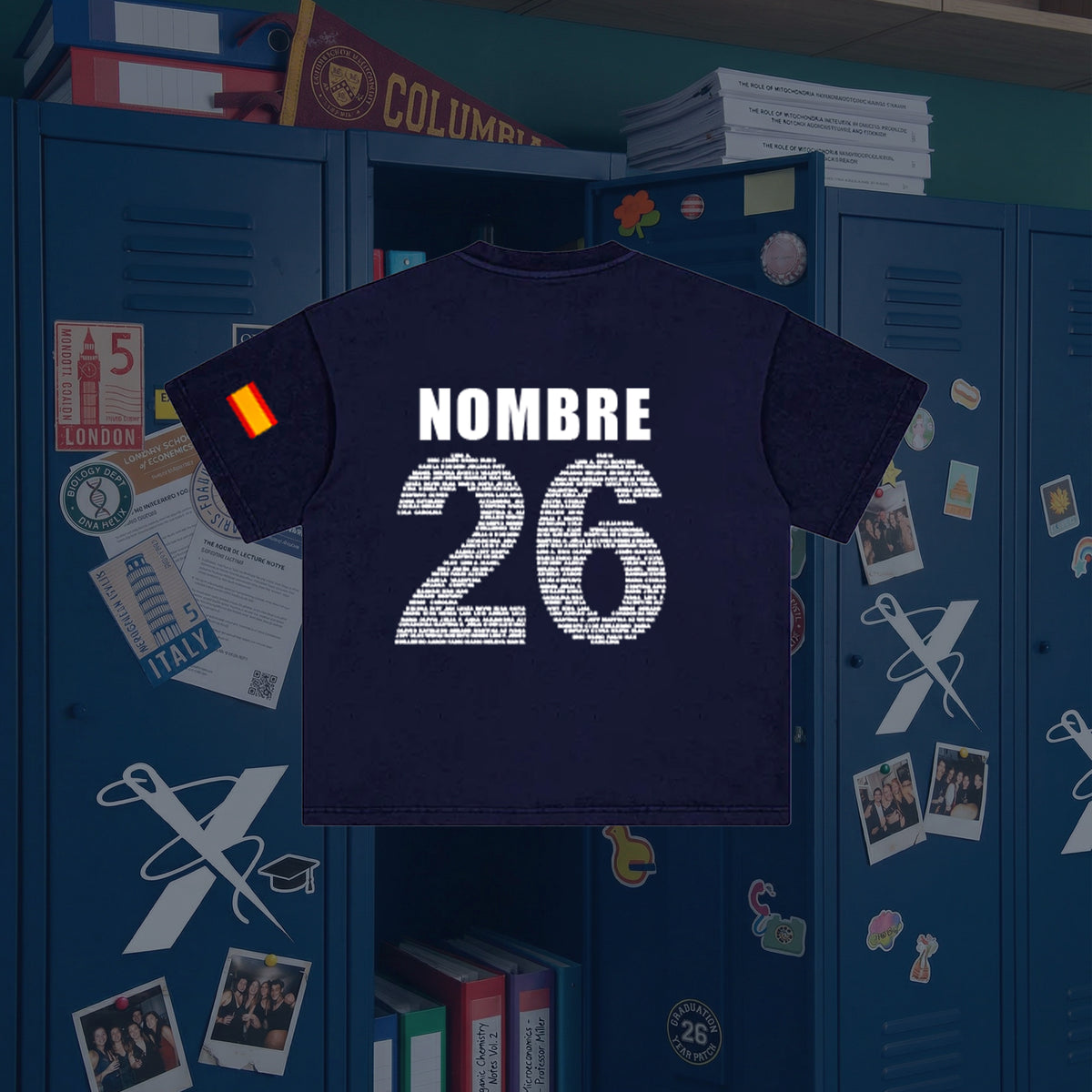 camiseta personalizada para grupo con nombre y número en la espalda