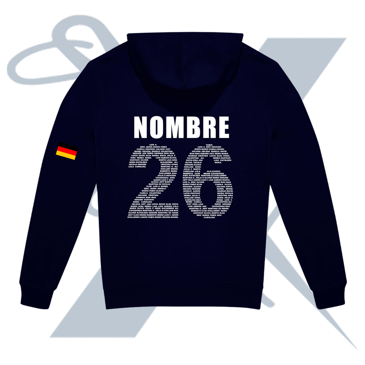 sudadera de graduación personalizada con nombre y año de la promoción en la espalda