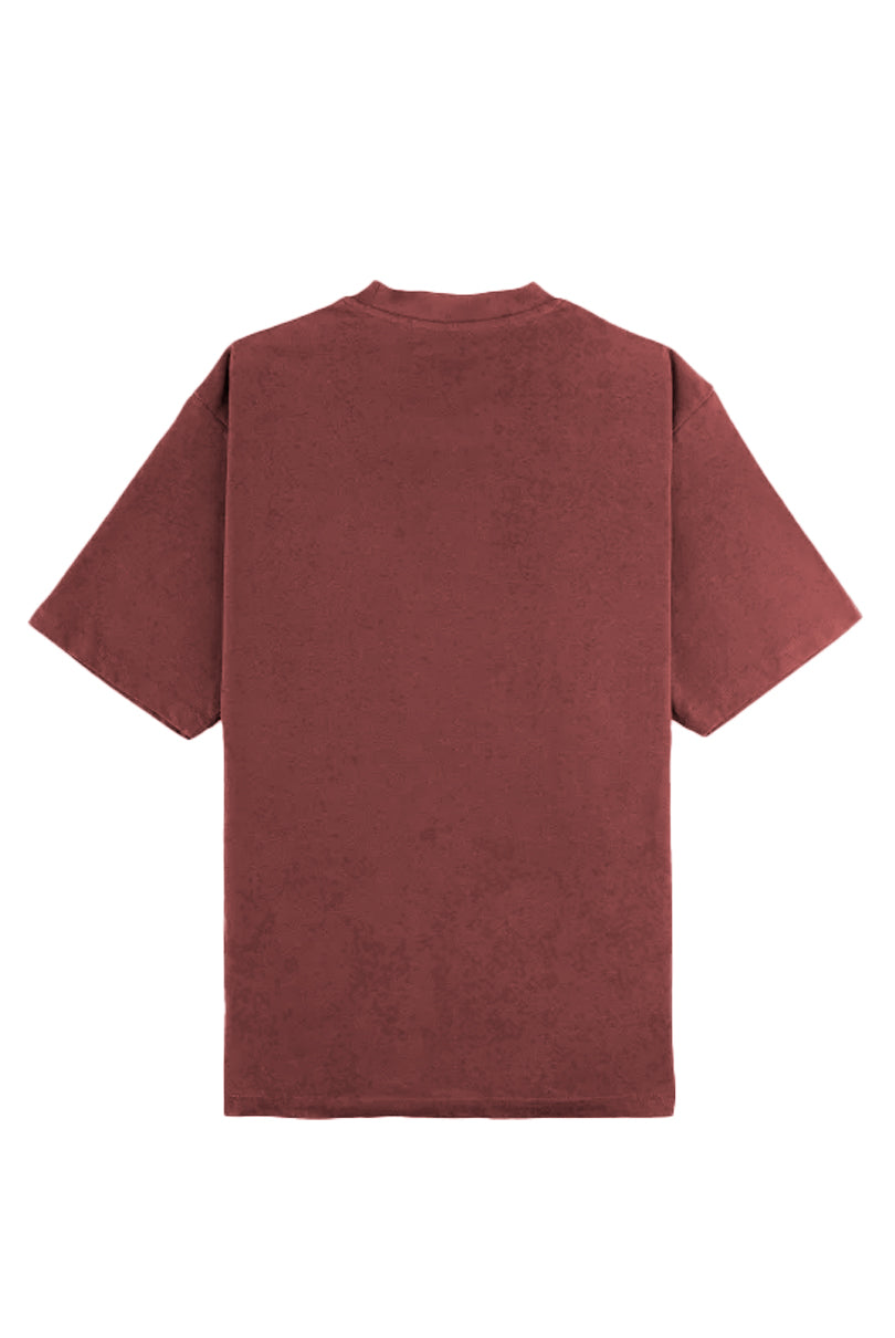 CAMISETA VELETA OVERSIZED EFECTO DESGASTADO ROJO