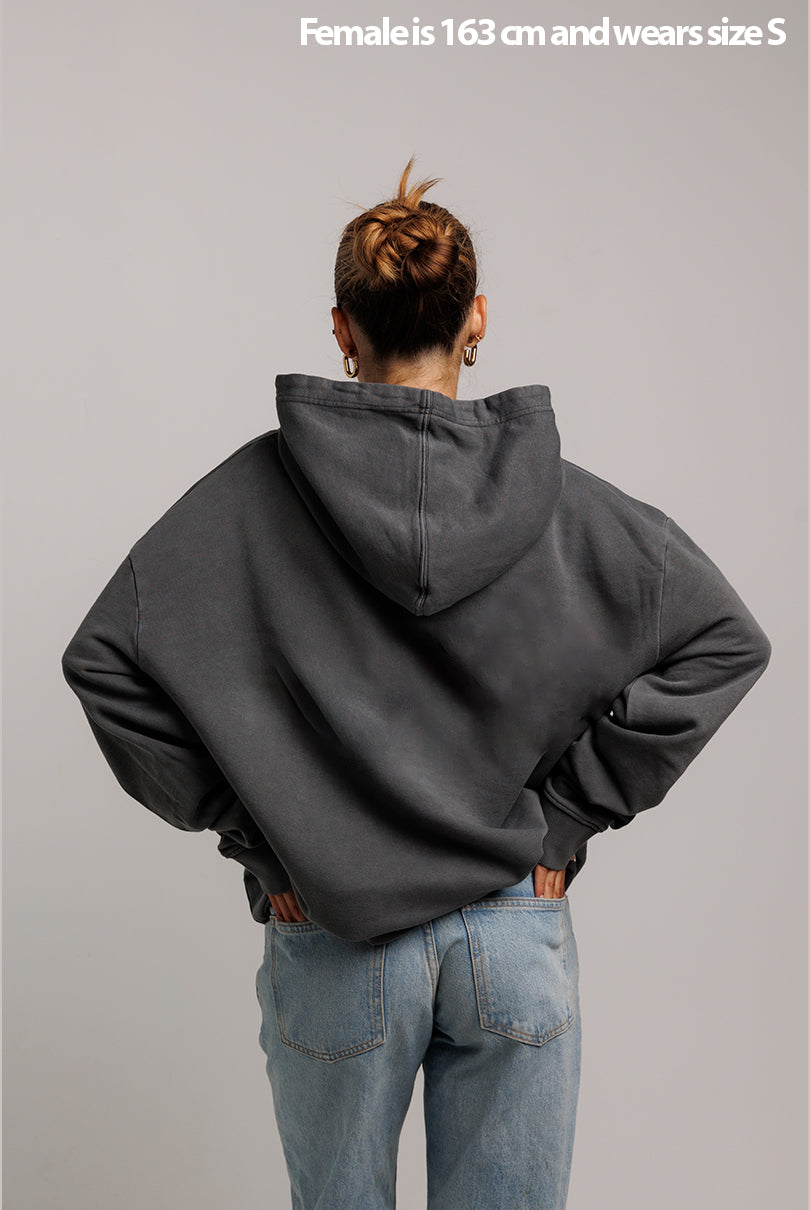 SUDADERA HUDSON EFECTO DESGASTADO GRIS OSCURO