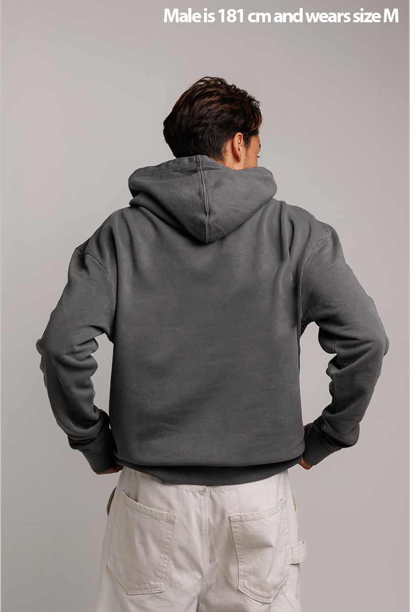SUDADERA HUDSON EFECTO DESGASTADO GRIS OSCURO